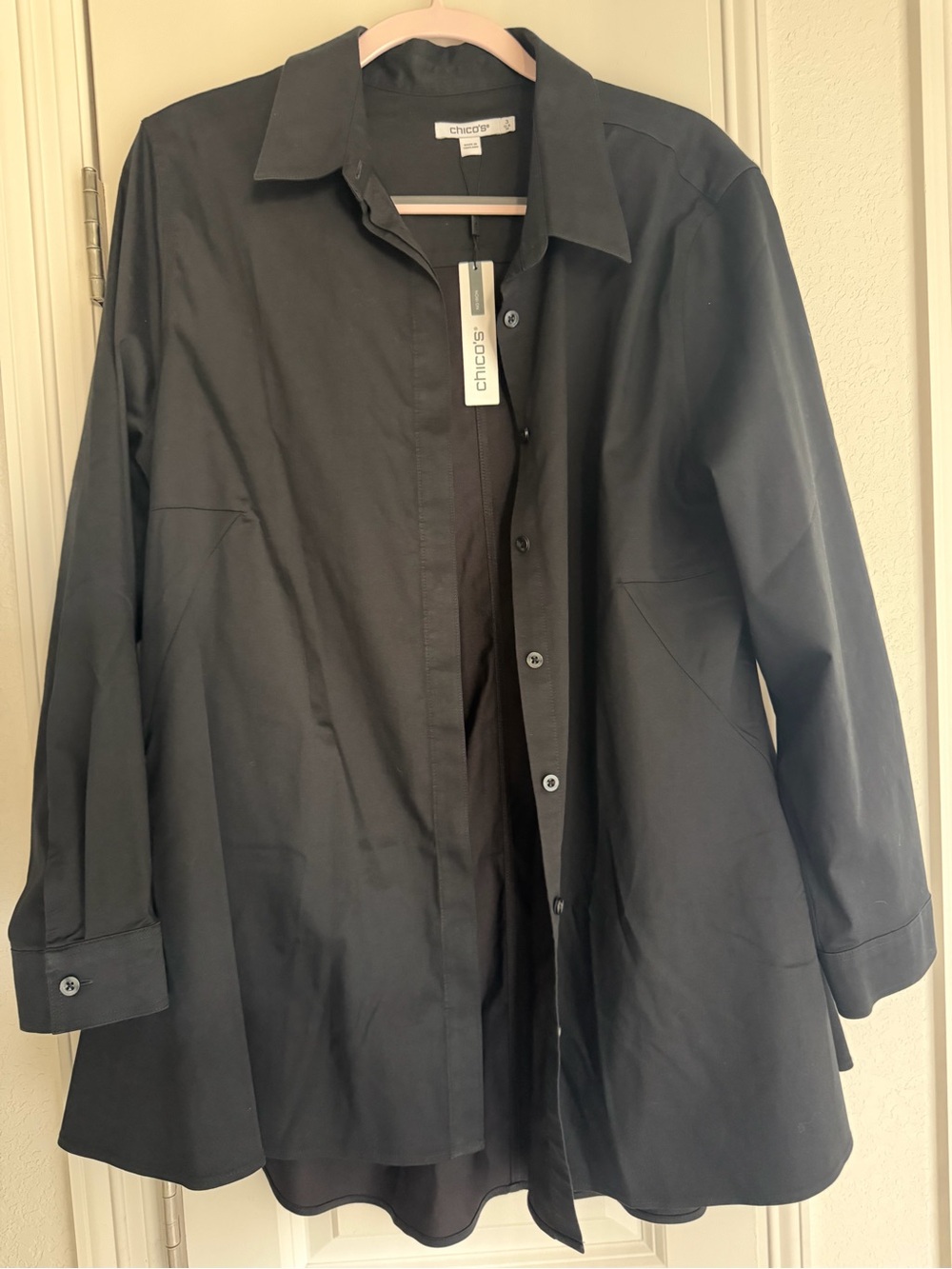 Chico's Women's Black Button-Front Pocket Tunic Size 3 (XL)